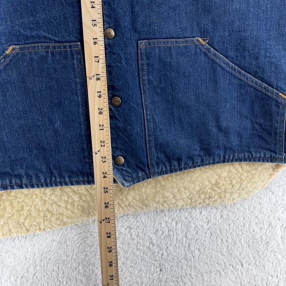 Vintage Come On Strong‎ Vest Mens XL Blue Denim Sherpa Lined Workwear 80s USA - Picture 5 of 5